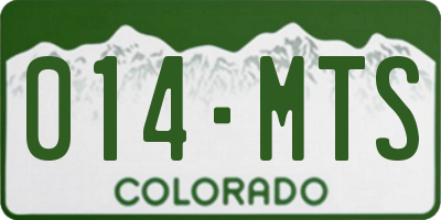 CO license plate 014MTS
