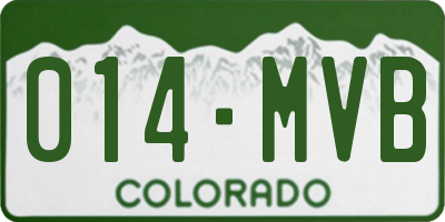 CO license plate 014MVB