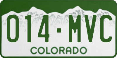 CO license plate 014MVC