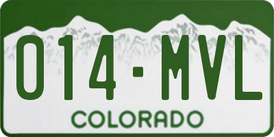CO license plate 014MVL