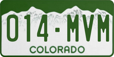 CO license plate 014MVM