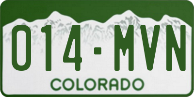 CO license plate 014MVN