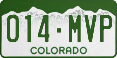 CO license plate 014MVP