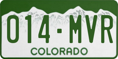 CO license plate 014MVR