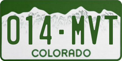 CO license plate 014MVT