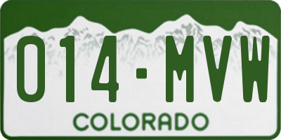 CO license plate 014MVW