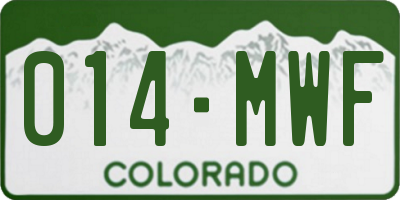 CO license plate 014MWF