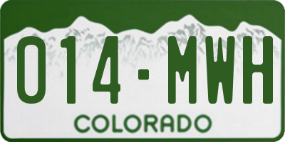 CO license plate 014MWH
