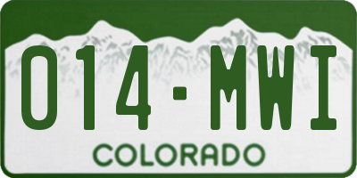 CO license plate 014MWI