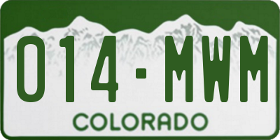CO license plate 014MWM