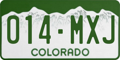 CO license plate 014MXJ