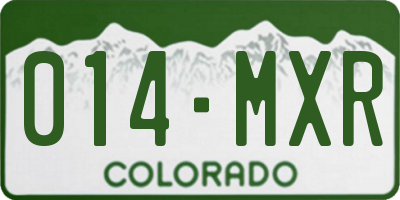 CO license plate 014MXR