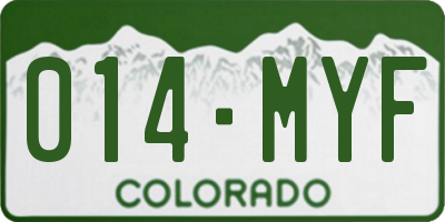 CO license plate 014MYF