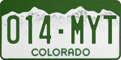 CO license plate 014MYT