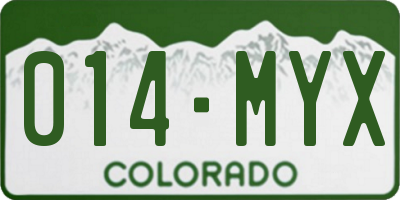 CO license plate 014MYX