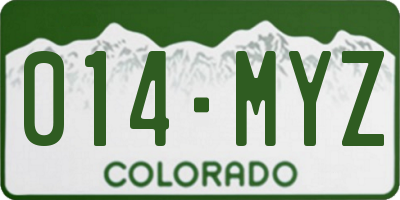 CO license plate 014MYZ