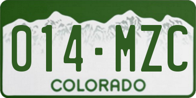 CO license plate 014MZC