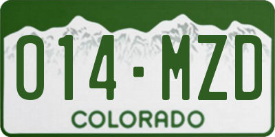 CO license plate 014MZD