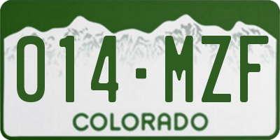 CO license plate 014MZF