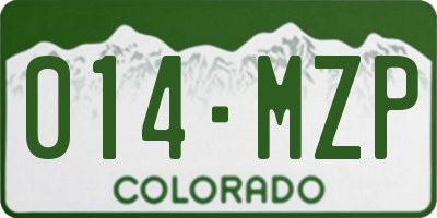 CO license plate 014MZP