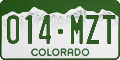 CO license plate 014MZT