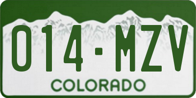 CO license plate 014MZV