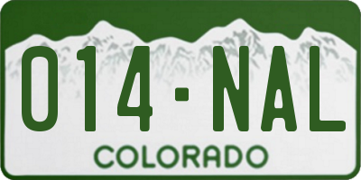 CO license plate 014NAL