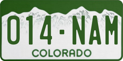 CO license plate 014NAM