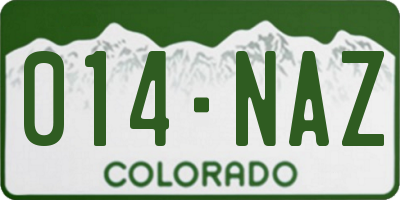 CO license plate 014NAZ