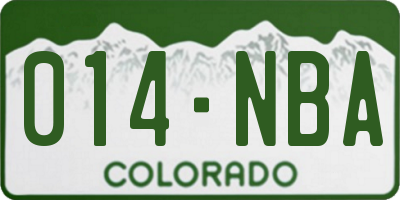 CO license plate 014NBA