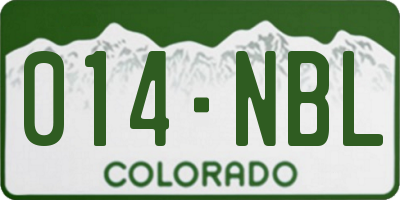CO license plate 014NBL