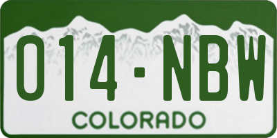 CO license plate 014NBW