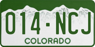 CO license plate 014NCJ