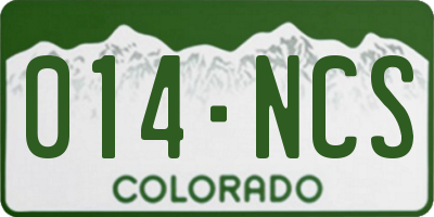 CO license plate 014NCS