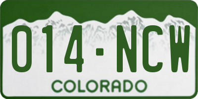 CO license plate 014NCW