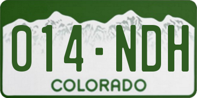 CO license plate 014NDH