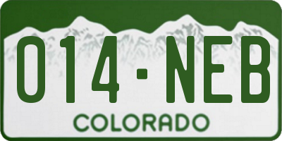CO license plate 014NEB