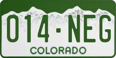 CO license plate 014NEG