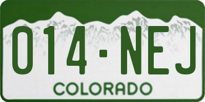 CO license plate 014NEJ