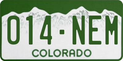 CO license plate 014NEM