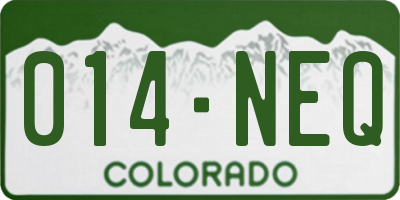 CO license plate 014NEQ