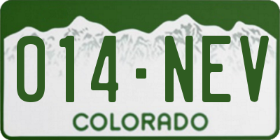 CO license plate 014NEV