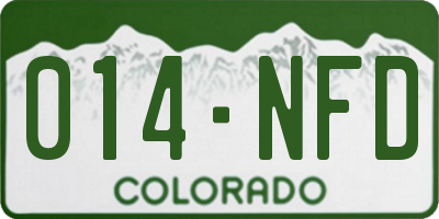 CO license plate 014NFD