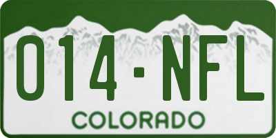CO license plate 014NFL