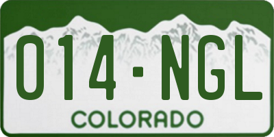 CO license plate 014NGL
