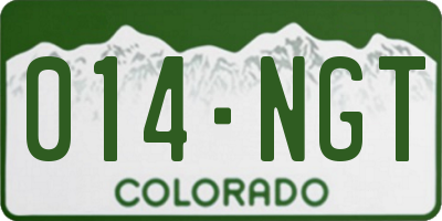CO license plate 014NGT