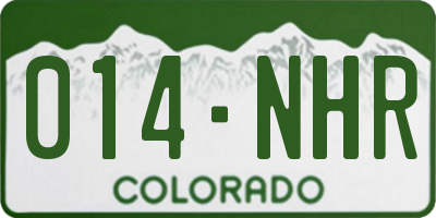 CO license plate 014NHR