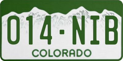 CO license plate 014NIB