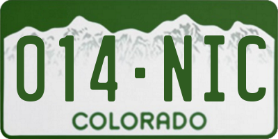 CO license plate 014NIC
