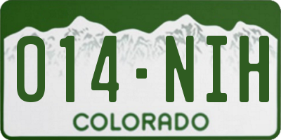 CO license plate 014NIH